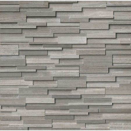 Gray Oak 3D Ledger Panel 6 In. X 24 In. Honed Marble Wall Tile, 6PK -  MSI, ZOR-PNL-0038